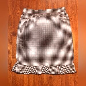 Christopher&Banks High Waist Gingham Pencil Skirt Ruffle Hemn Elastic Waist L
